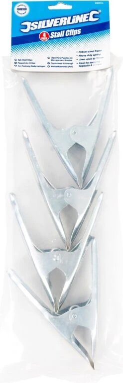 Silverline Zeilklemmen - Marktklemmen Set 70 Mm - 4 Stuks -Outdoor Camping Winkel 385x1200