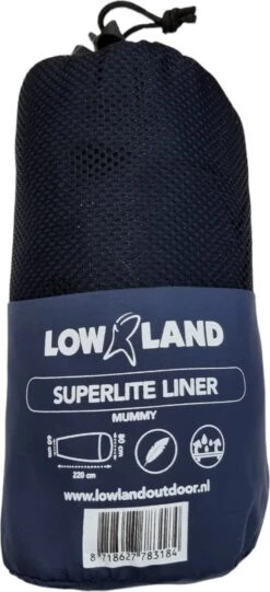 LOWLAND OUTDOOR® LAKENZAK - SUPERLITE - MUMMY MODEL - 220X80/70 CM - 280GR -Outdoor Camping Winkel 548x1200