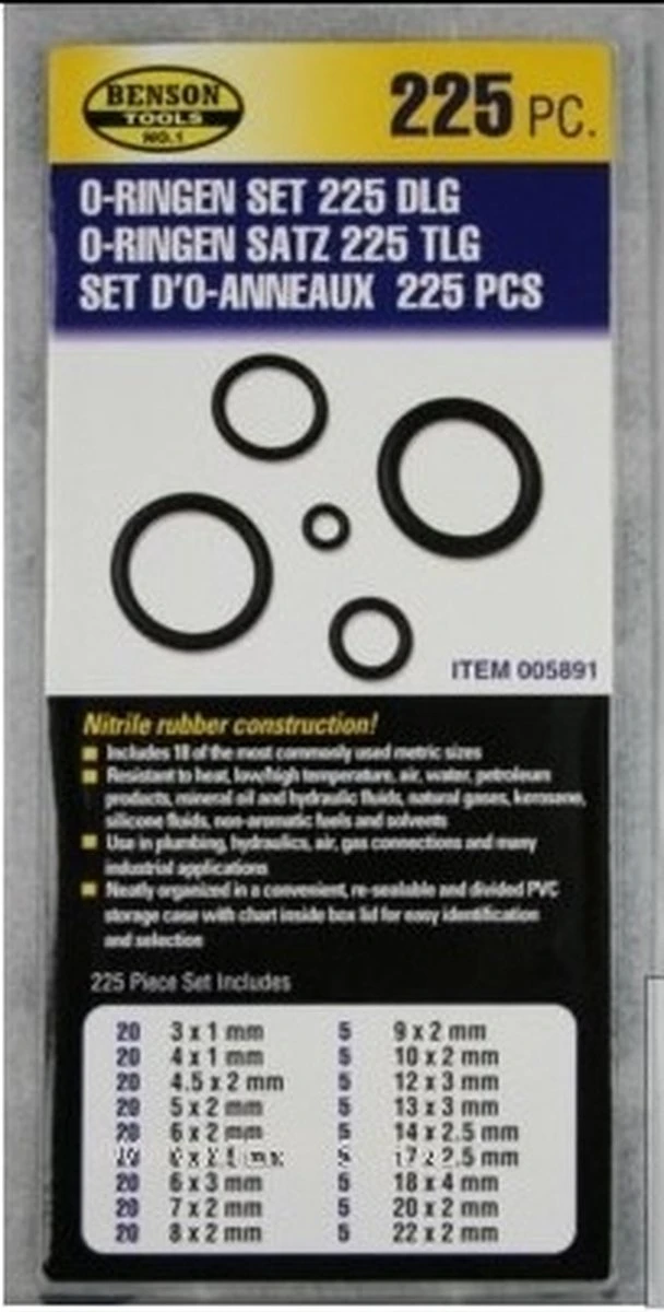 Benson O-ringen Set 225-delige Doos - Rubberen Ringetjes Set - Afsluitringetjes Set 5 Benson O-ringen Set 225-delige Doos - Rubberen Ringetjes Set - Afsluitringetjes Set - Afbeelding 3