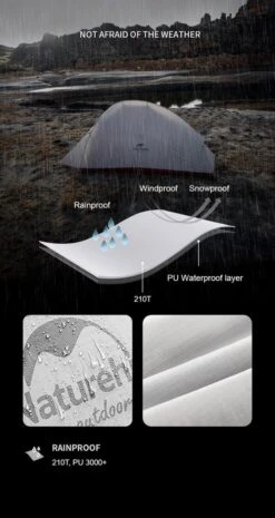 Cloud Up 1 Upgraded - Naturehike® - 1 Persoons Tent - Lichtgewicht Tent - Incl. Grondzeil - 210T 3000mm - Outdoor - Waterdicht - Hiking & Wandelen -Outdoor Camping Winkel 637x1200