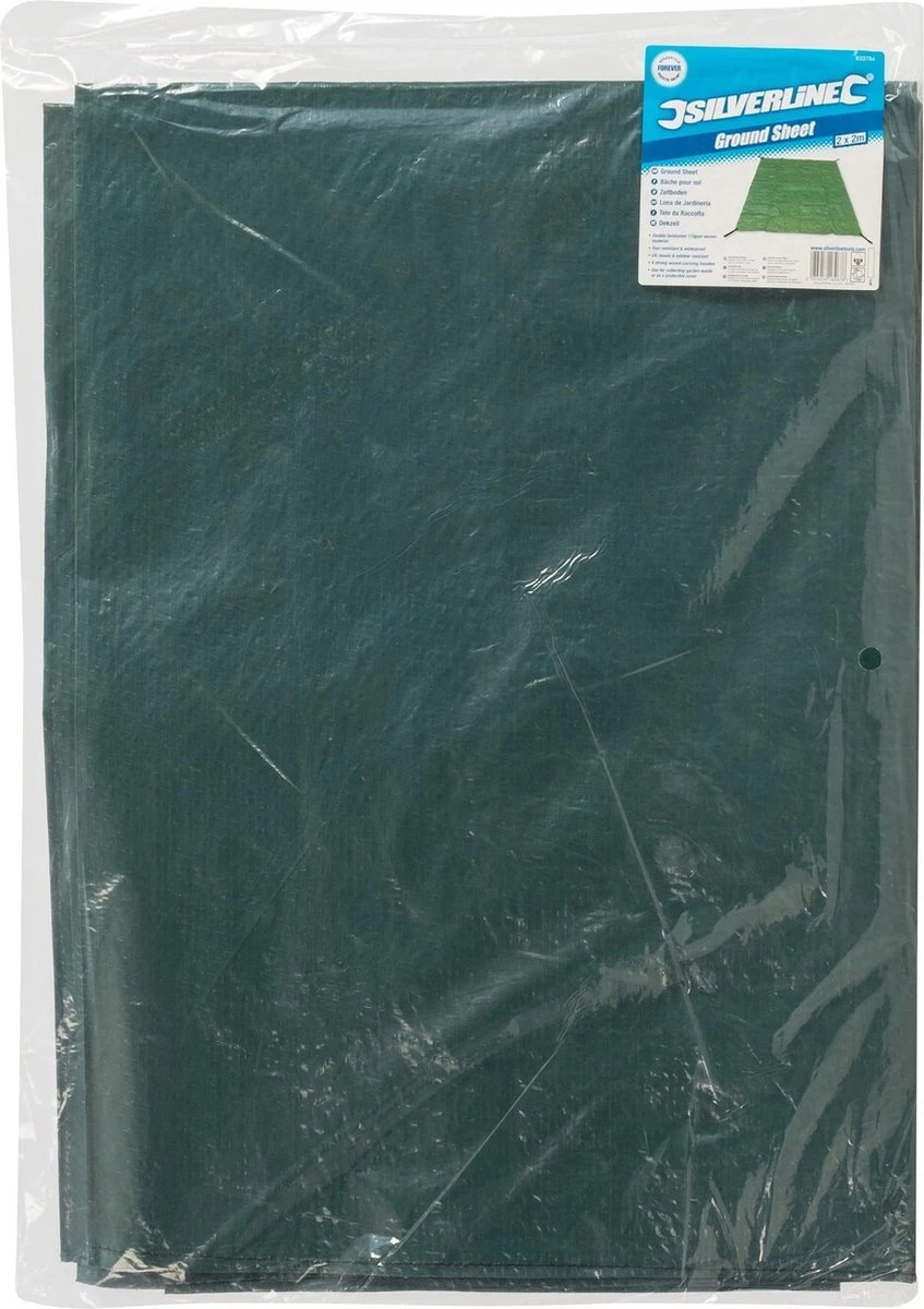 Silverline Grondzeil - Polyethyleen - 2 X 2 Meter - Groen 4 Silverline Grondzeil - Polyethyleen - 2 X 2 Meter - Groen - Afbeelding 2