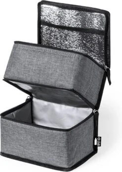 Merkloos Koeltas Met Dubbel Compartiment - Lunchtas - Koeltasje Lunch - Koelelementen - Koud - Warm - Isolatie - Volwassenen - Dames - Heren - 14 X 22 Cm - Polyester - RPET - Aluminium - Grijs -Outdoor Camping Winkel 849x1200 3