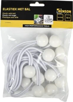 Elastiek Met Bal Wit - 12 Delig - Spanelastiek - 17cm - Benson -Outdoor Camping Winkel 863x1200