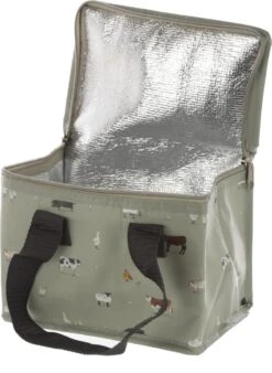 Kleine Koeltas Voor Lunch Grijs Met Boerderij Dieren Print 16 X 21 X 14 Cm 4,7 Liter - Koeltassen -Outdoor Camping Winkel 878x1200