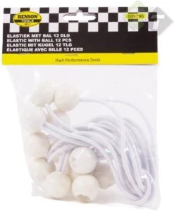 Elastiek Met Bal Wit - 12 Delig - Spanelastiek - 17cm - Benson -Outdoor Camping Winkel 987x1200