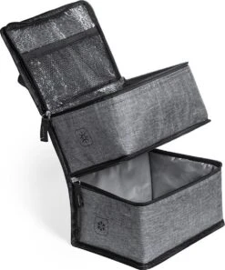 Merkloos Koeltas Met Dubbel Compartiment - Lunchtas - Koeltasje Lunch - Koelelementen - Koud - Warm - Isolatie - Volwassenen - Dames - Heren - 14 X 22 Cm - Polyester - RPET - Aluminium - Grijs -Outdoor Camping Winkel 997x1200 1
